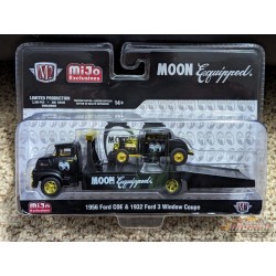 CHASE CAR Auto-Haulers 1956 Ford COE & 1932 Ford 3 Window - Matted Black - Mijo Exclusives - M2 Machines 1/64 - 39200-MJS06GR