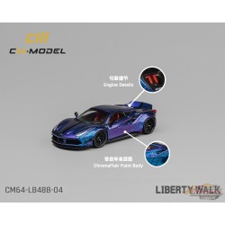 LBWK Liberty Walk 488 Widebody - Violet Magique - Limited Edition - CM Model - 1:64 - CM64-LB488 04 Passion Diecast