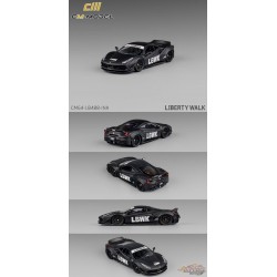 LBWK Liberty Walk F488 Widebody Indonesia Exclusive - Noir mat avec carbone - CM Model - 1:64 - CM64-LB488-INA