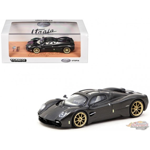 Pagani Utopia - ÉDITION FIBRE DE CARBONE - Fibre de carbone noire - Tarmac Works - 1/64 - T64G-TL055-BCF Passion Diecast