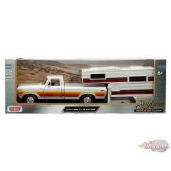 1979 Ford F-150 Custom Camper Silver Gradient Striping - American Classics Truck Camper - Motormax 1-24 - 79346-75330