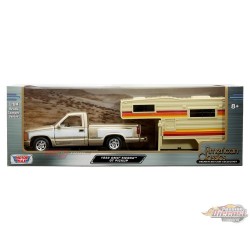 1992 GMC Sierra GT Pickup with Camper Gold with White - American Classics Truck Camper - Motormax 1-24 - 73204-75330