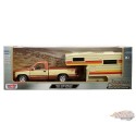 1992 Chevrolet 454 SS Pickup Brown Metallic Yellow - American Classics Truck Camper - Motormax 1-24 - 73203-75330
