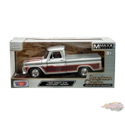 1966 Chevrolet C10 Fleetside Silver & Burgundy/Red/Orange - American Classics - Motormax 1-24 - 73355 AC-SILOR