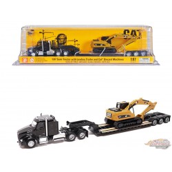 Kenworth T880s 40in-Sleeper Tandem Tractor / Lowboy Trailer and Cat 320D L Hydraulic Excavator ls-  Diecast Master 1/87 - 84420