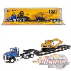 Caterpillar CT660 Day Cab Tractor with Lowboy Trailer and Cat 315C L Hydraulic -  Diecast Master 1/87 - 84415