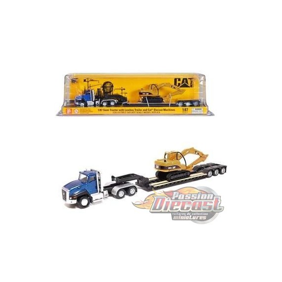 Caterpillar CT660 Day Cab Tractor with Lowboy Trailer and Cat 315C L Hydraulic  -  Diecast Master 1/87 -84415