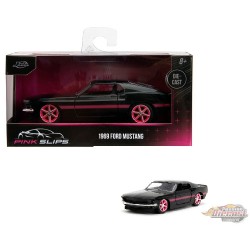 Ford Mustang 1969 - Noir mat avec bande rose - Pink Slips - Jada 1/32 - 34853 - Passion Diecast