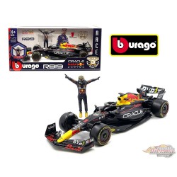 Race F1 Oracle Red Bull RB19 2023 No.1 Max Verstappen avec Max Figure - Bburago 1/24 - 28036 MV - Passion Diecast 