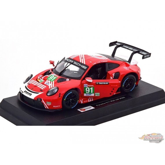 Porsche 911 RSR LM 2020 Red and White Two-tone Race Series - Bburago 1/24 - 18-28016 - Passion Diecast 