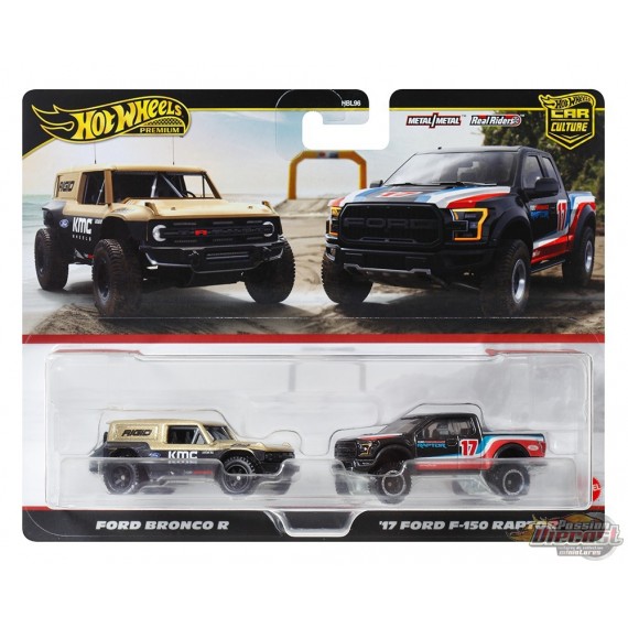 Car Culture 2 Pack Ford Bronco R & Ford F-150 Raptor - Hot Wheels 1:64 - HRR77-956M - Passion Diecast