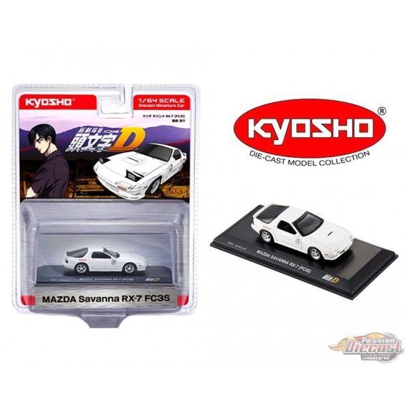 Initial D Mazda Savanna RX-7 FC3S - Blanc - Kyosho 1:64 - KS07045A3 - Passion Diecast 