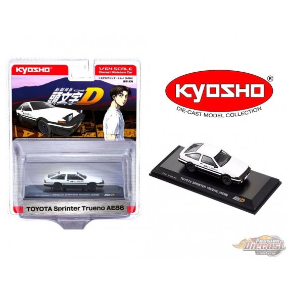 Initial D Toyota Sprinter Trueno AE86 - White - Kyosho - 1:64 - 07057A1B - Passion Diecast 