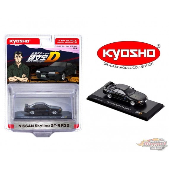 Initial D Nissan Skyline GT R BNR32 Black Kyosho 1 64 07057A4B Passion Diecast