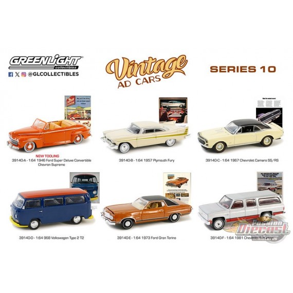 Vintage Ad Cars Series 10 Assortment 1 64 Greenlight 39140 Passion Diecast