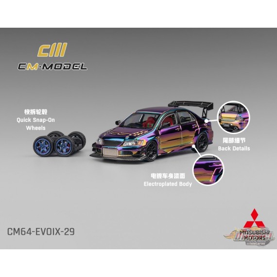 Mitsubishi Lancer Evolution IX Widebody - Chrome Purple - Limited Edition - CM Model - 1:64 - CM64-EVOIX-29 Passion Diecast