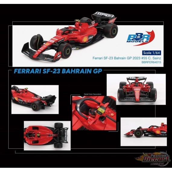 Ferrari SF23 No.55 C. Sainz 2023 Bahrain GP - BBR Models - 1:64 - BBRFER64015 Passion Diecast