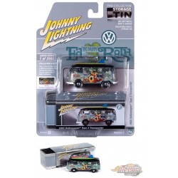 Rat Fink - 1965 Volkswagen Type II Transporter in Flat Black and Bahama Blue - Johnny Lightning 1/64 - JLCT013 AB