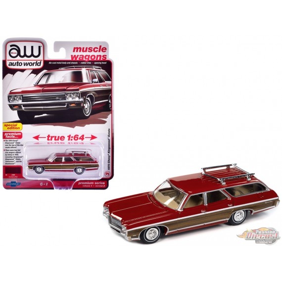 Chevrolet Kingswood 1970 en Rouge - Auto World - 1/64 - AWSP169 A