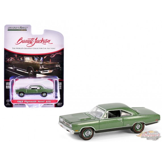 1969 Plymouth HEMI GTX en F8 Ivy Green - Barrett-Jackson 'Scottsdale Edition' Series 14 - 1/64 Greenlight - 37310 B