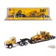 Caterpillar CT660 Day Cab Tractor with Lowboy Trailer and Cat 163H Motor Grader -  Diecast Master 1/87 - 84414