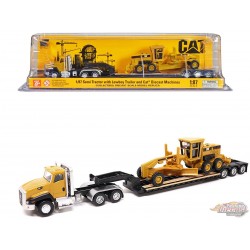 Caterpillar CT660 Day Cab Tractor with Lowboy Trailer and  Cat 163H Motor Grader -  Diecast Master 1/87 -84414