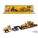 Caterpillar CT660 Day Cab Tractor with Lowboy Trailer and Cat 163H Motor Grader -  Diecast Master 1/87 - 84414