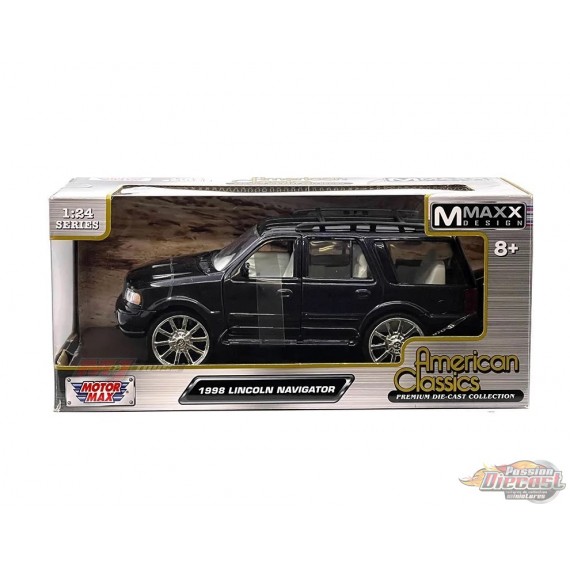 1998 Lincoln Navigator avec roues personnalisées - Noir - Motormax 1-24 - 73227 BLK - Passion Diecast