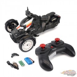 R/C - Can-Am Ryker Rally 3-Wheel Motorcycle in Black, White, and Red. - Remote Control - Diecast Master 1/6 - 30603