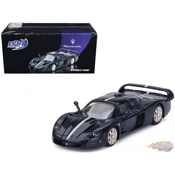 Maserati MC12 Stradale Bleu Métallisé avec Bande - BBR Models - 1:64 - BBRDIE6416 Passion Diecast