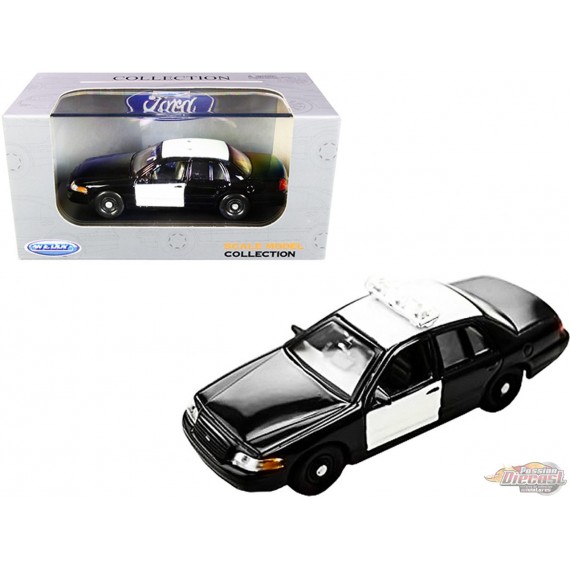 ( Web Only ) 1999 Ford Crown Victoria Police Interceptor - Blanc et Noir   Welly 1.43 WE49762F-SW