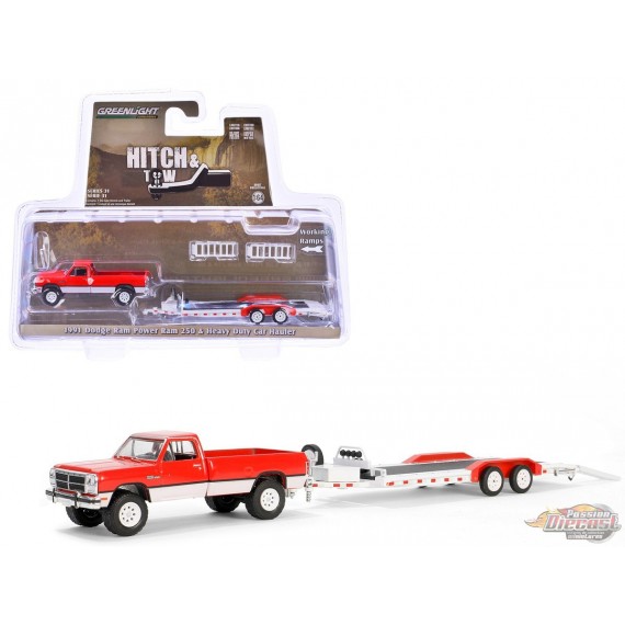 1991 Dodge Ram Power Ram 250 Heavy Duty Car Hauler - Hitch & Tow Series 31 - Greenlight - 1-64 - 32310 D