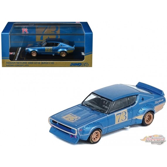 NISSAN SKYLINE 2000 GT-R (KPGC110 - INNO 64 - 1/64 - IN64-KPGC110RC-BLU Passion Diecast