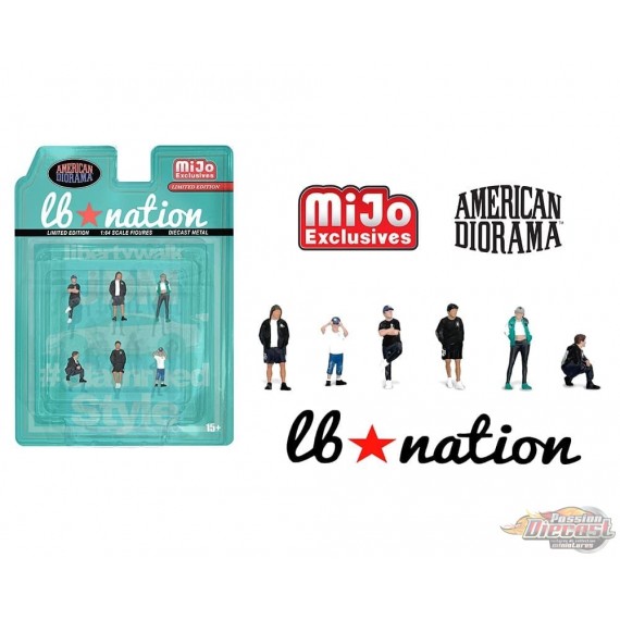 Figurines Liberty Walk LB Nation - Ensemble de 6 pièces métal - American Diorama 1/64 - AD-2422 Passion Diecast