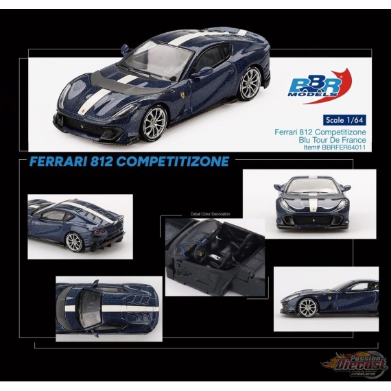 Ferrari 812 Competitizone Blu Tour De France - BBR Models - 1:64 - BBRFER64011 Passion Diecast