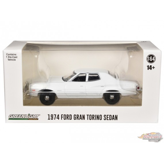 Police - 1974-76 Ford Gran Torino Sedan in White (WITHOUT LIGHT AND PUSH BAR) - Hobby Exclusive - 1/64 Greenlight - 43012 A