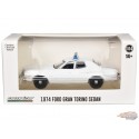 Police - 1974-76 Ford Gran Torino Sedan with Light Bar and Push Bar in White - Hobby Exclusive - 1/64 Greenlight - 43012 B