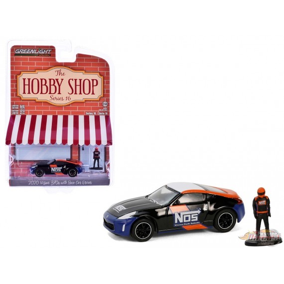 Nissan 370z 2020 avec pilote de voiture de course - The Hobby Shop Series 16 - 1/64 Greenlight - 97160 F