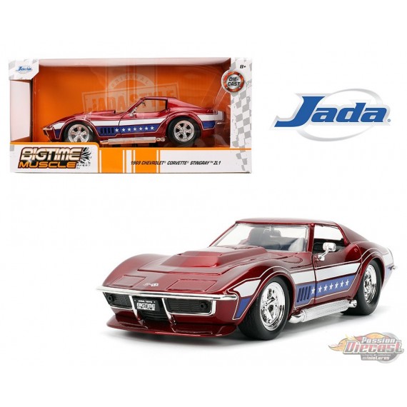 1969 Chevrolet Corvette Stingray ZL1 - Candy Red with Stars & Stripes - Bigtime Muscle - Jada - 1/24 - 35488