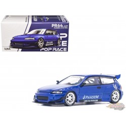 PANDEM CIVIC EG6 v1.5 BLEU MÉTALLIQUE - Pop Race 1:64 - PR640127 -  Passion Diecast 