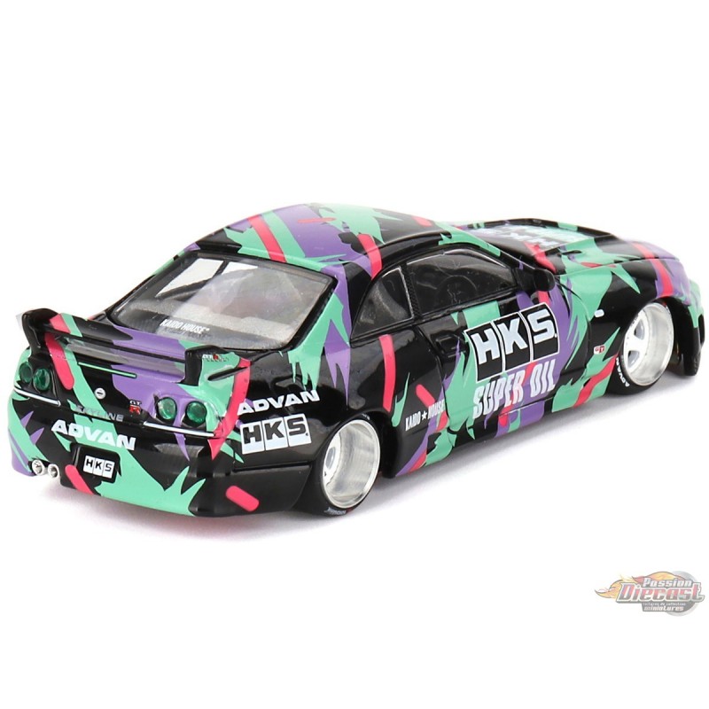 Miniature Voiture 1/64 Nissan Skyline GT-R R33 Par Mini GT Kaido House - Édition Active Carbon R V1