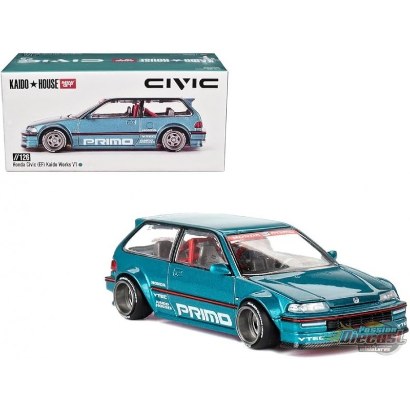 Kaido House X Mini GT Honda Civic EF Roulette V1 1/64 Azzurro – Modello Da Collezione