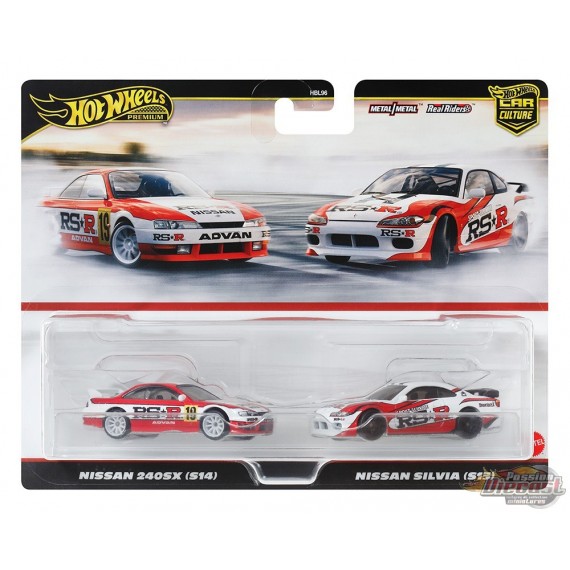 Car Culture 2 Pack Nissan 240SX (S14) & Nissan Silvia (S15) - Hot Wheels 1:64 - HRR84-956N - Passion Diecast