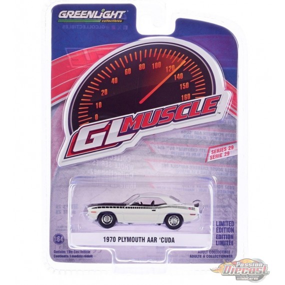 1970 Plymouth AAR 'Cuda en blanc alpin - GreenLight Muscle Series 29 - 1/64 Greenlight - 13360 C