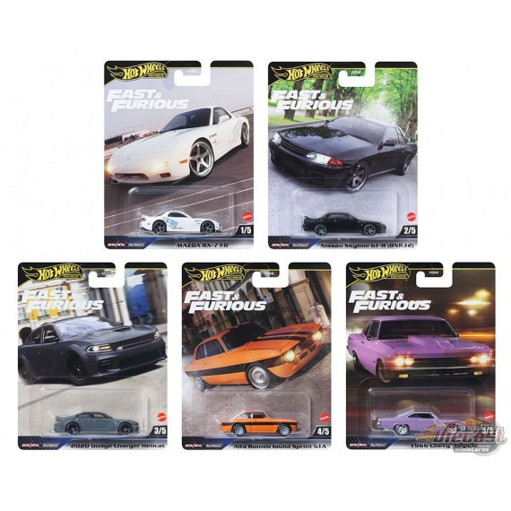 Hot Wheels - Car Culture - 1:64 - 2025 HW Fast & Furious - Release K- Ensemble De 5 Voitures - HNW46-956K - Passion Diecast