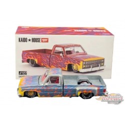 CHASE CAR Kaido★House - Chevrolet Silverado Dually on Fire V1 - Mini GT - Mijo Exclusives - 1/64 - KHMG127GR Passion Diecast