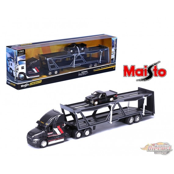 Mack Anthem & 1993 Chevrolet 454 SS Pickup - Noir - ​​Design Transporters - Maisto 1/64 - 11454 BK - Passion Diecast 