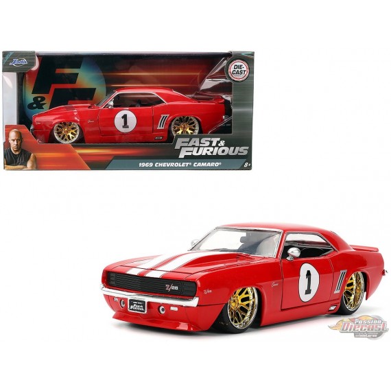 1969 Chevrolet Camaro No.1 - Red with White Stripes - Fast & Furious - Jada - 1/24 - 36151