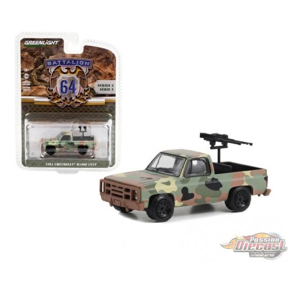 1984 Chevrolet M1009 CUCV in Camouflage with Mounted Machine Guns - Battalion 64 Series 3 - 1/64 Greenlight - 61030 E