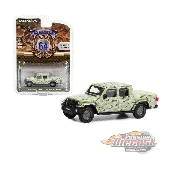 U.S. Army - Military-Spec Camouflage - 2022 Jeep Gladiator - Battalion 64 Series 3 - 1/64 Greenlight - 61030 F